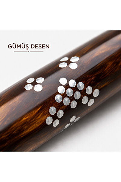 Han Tobacco Doğal Damla Kehribar Gümüş Desenli El Yapımı Ağızlık – 7 cm – 7.5/8 mm Uyumlu