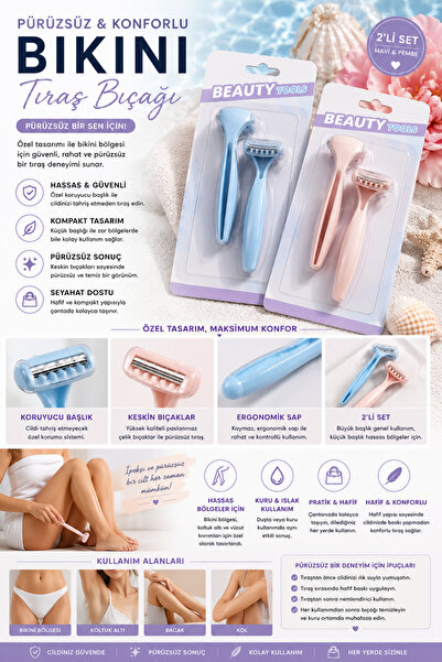 A&B 2’li Bikini Tıraş Bıçağı Seti – Mavi & Pembe