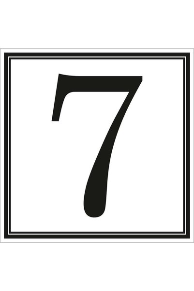 OEM Sticker number 7 Sun Prints, self-adhesive, reflective, black, square sha...
