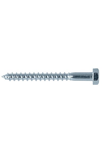 OEM Wood screw, hexagonal head, Klimas, white zinc plated, 8 x 80 mm