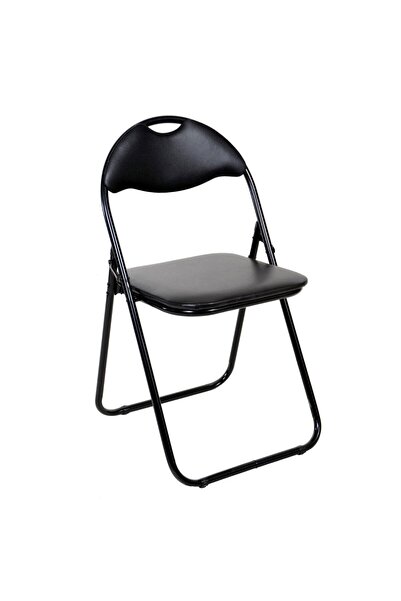 OEM Scaun bucatarie / living pliant XJH-0208, tapitat, metal + PVC, negru