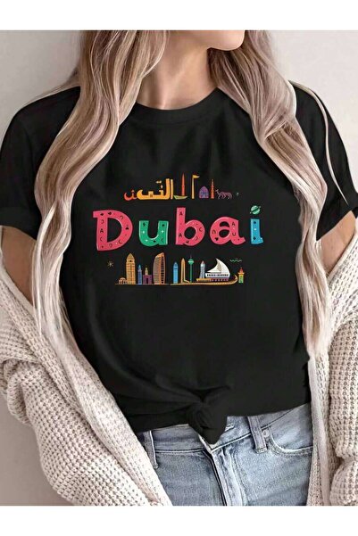 2BIR تي شيرت نسائي بياقة دائرية وطباعة حروف، قماش قطني ناعم ومرن، طول عادي، ت...