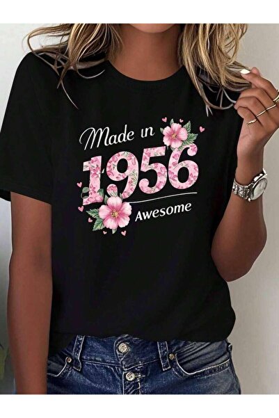 29CUN Oversized T‑Shirt 1956 Manufactured Flower Year Women's Comfortable T-S...