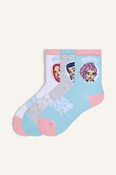 DeFacto Kpop - Demon Hunters Karakter Printed 3-Piece Cotton Long Socks for G...