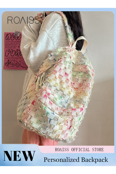 ROAISS Backpack, lunch bag, pencil case, three-piece set, printed student sch...