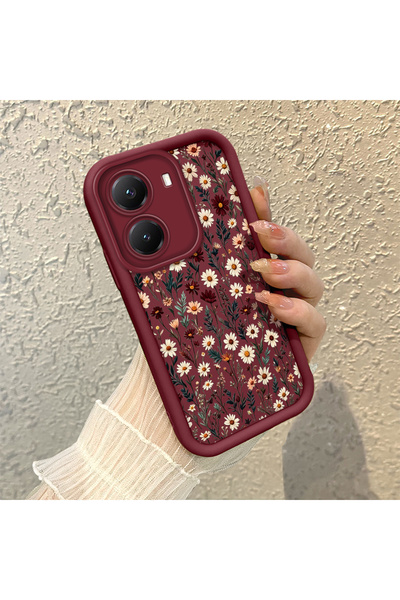 SLIMFELT Poco X7 Pro Uyumlu Yüksek Kaliteli Retro Çiçek Desenli Silikon Telef...
