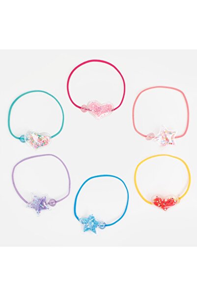 OEM Elastice de Par cu Steluta Inima & Confetti pentru Copii - 6buc