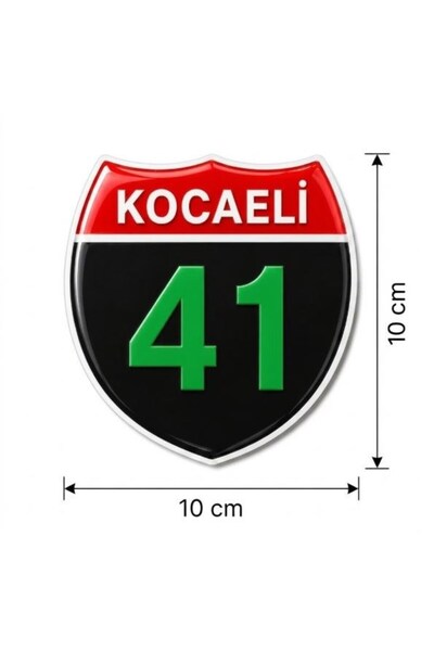 Redline Grafik Redlinegrafik Kocaeli 41Plaka Kodlu 3D Kabartmalı Araç 1 Adet Sticker Etiket yeşil siyah Renk