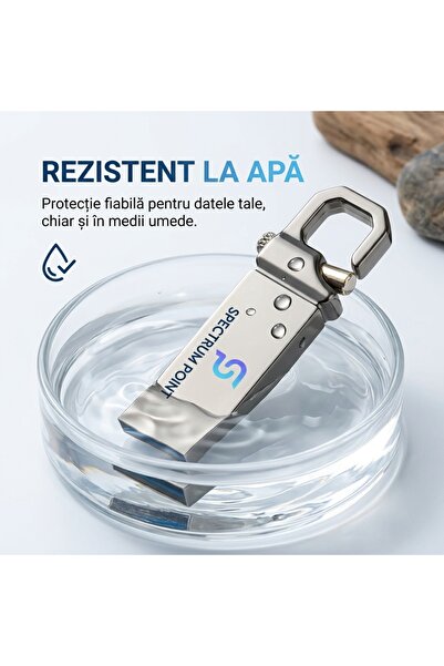 SpectrumPoint Stick USB / Memorie USB SpectrumPoint, capacitate 64 GB, USB 3.0, OTG, compatibil cu laptop/PC, design tip breloc, carcasă metalică, argintiu