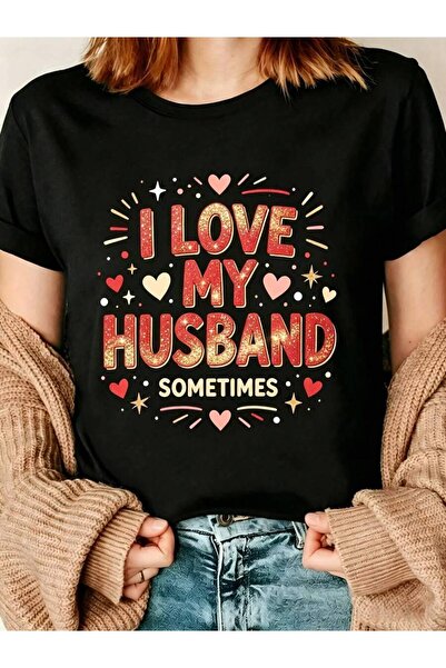 NOURAM تي شيرت نسائي برسومات مضحكة بتصميم I Love My Husband Sometimes، هدية ل...