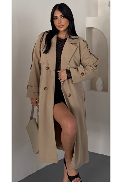 Helen Goods Kadın Oversize Kuşaklı Uzun Trençkot