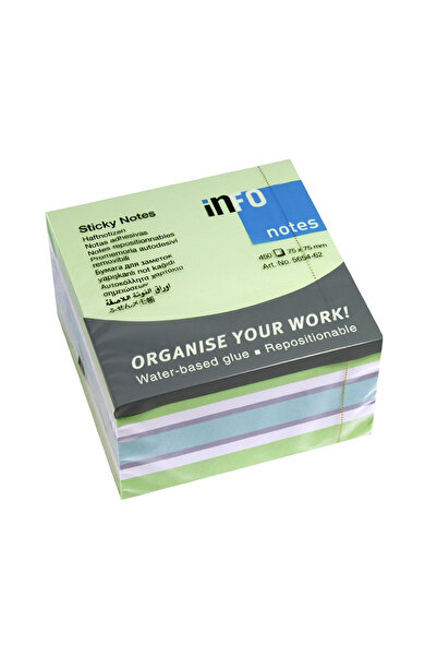 MC Micostore Notes adeziv 75*75mm verde pal-alb-violet- albastru 450f info no