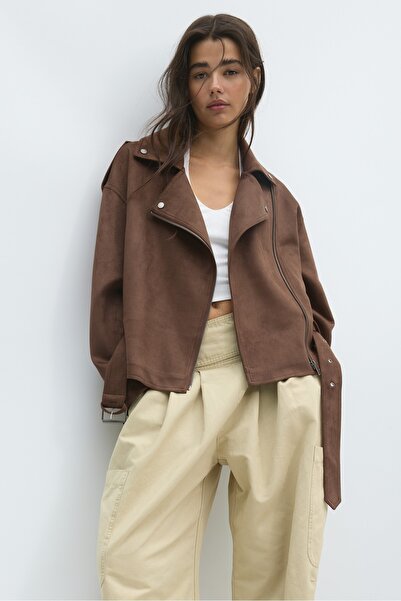 Stradivarius Kemerli biker ceket