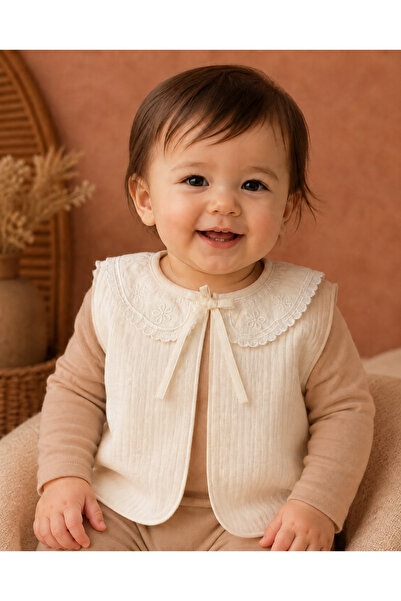 vikivin bebe 4-Layer 100% Cotton Muslin Oversized Baby Vest with Lace Detail ...