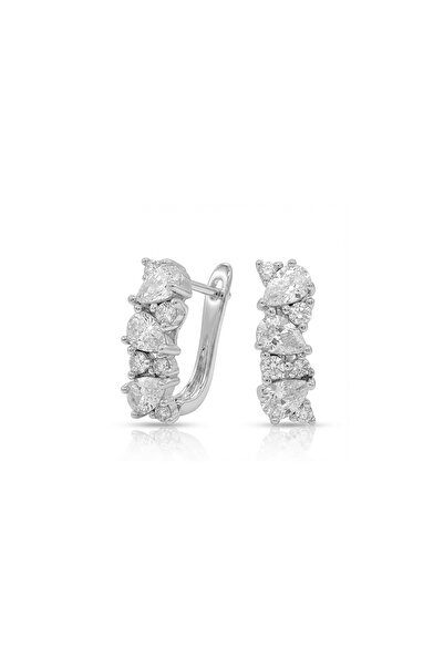FM 💎   Premium Shiny Silver Color Zircon Stone Wide Surface Modern Vip Hoop ...