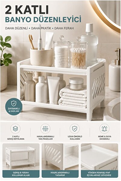 Kitchen Live 2 Katlı Makyaj ve Banyo Organizeri Çok Amaçlı Düzenleyici