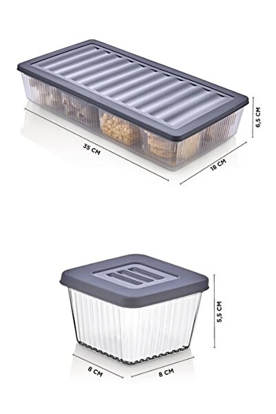 Kitchen Beauty 18 Parça 9 Bölmeli Hava Almaz Kapaklı Kahvaltılık Seti - Multi Saklama Kabı Kahvaltı Takımı Saklama Kabı