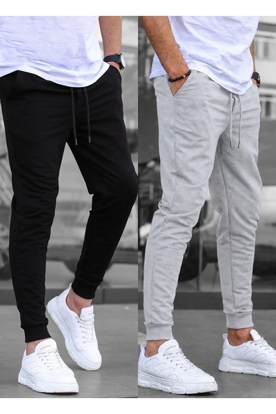 TORUK MAKTO Set of 2 Unisex Ribbed Leg Sweatpants Jogger Comfortable Fit Dail...