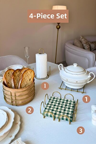 Edora Home Set of 4 Matte Gold Square Napkin Holder Upright Paper Towel Holde...
