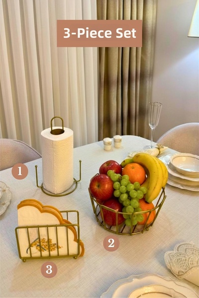Edora Home Σετ 3 τεμαχίων Ματ χρυσό καφασωτό θήκη χαρτοπετσέτας, όρθια θήκη γ...