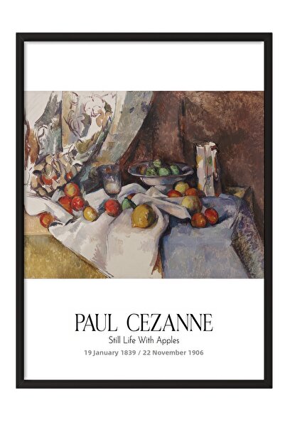 Postifull Paul Cézanne - Natură statică cu mere, Tablou în ramă neagră, Seria...