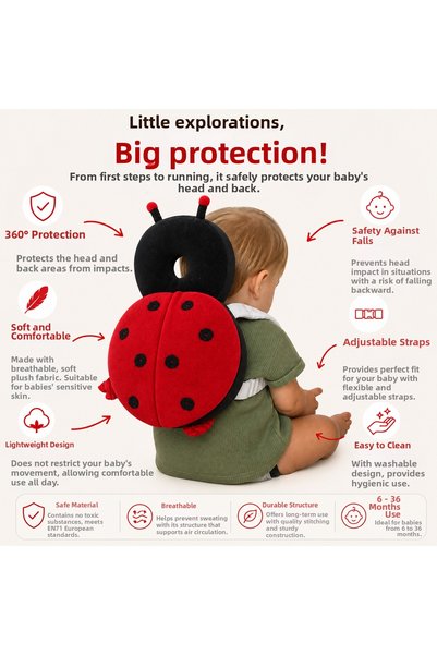 JINYJIA Baby Head Protection Pillow First Step Fall Protector Backpack Head and Neck Protection Pillow with Adjustable Strap