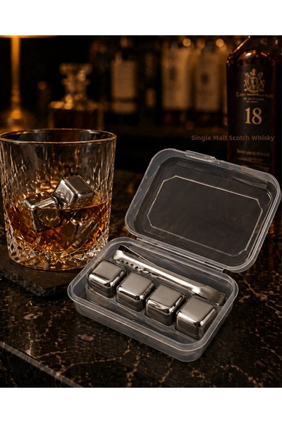 Lisinya Metal Ice Cubes Set Non-Diluting Beverage Steel Chilling Stones and S...