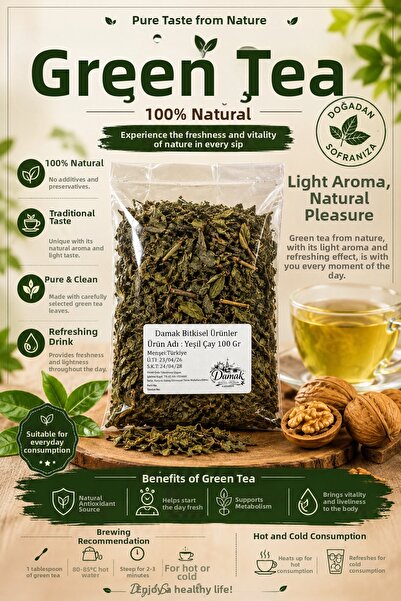 Damak Gıda Green Tea 100 Gr – 100% Natural Herbal Tea Without Additives