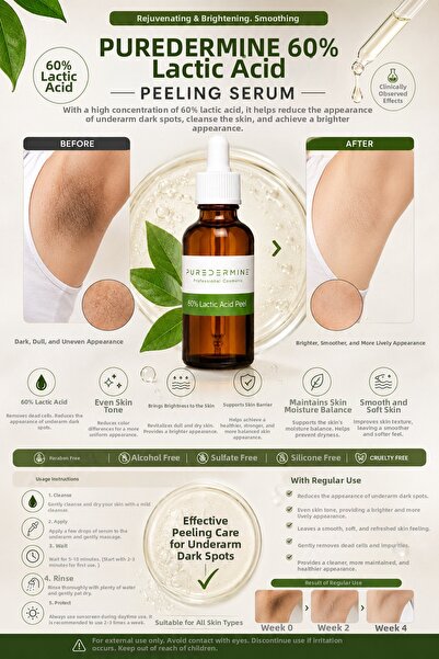Puredermine 60% Lactic Acid & Brightening Effect for Sensitive Areas and Underarm Darkening