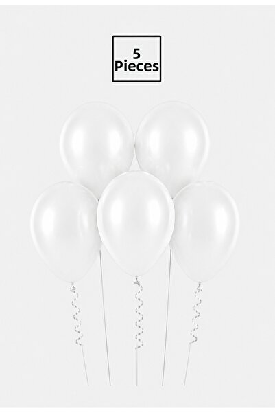 Balonsan White Metallic Balloon 5 Pieces
