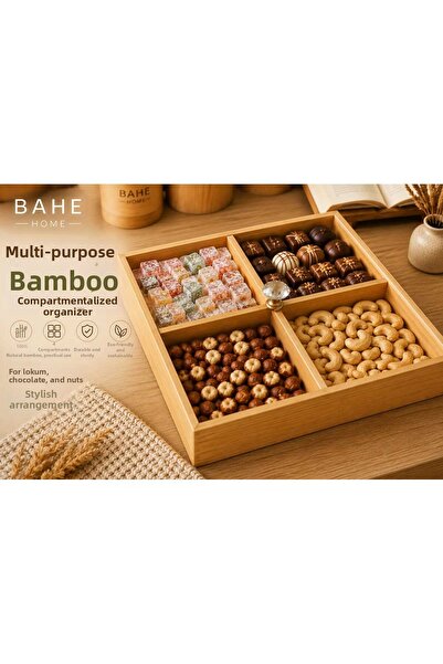 bahe home Multi-Purpose Bamboo Organizer with Compartments – Turkish Delight,...