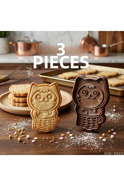 EGATOPTAN 3-Piece Cat Figured Dough Shaping Cookie Mold Play Dough Mold 6.5 cm