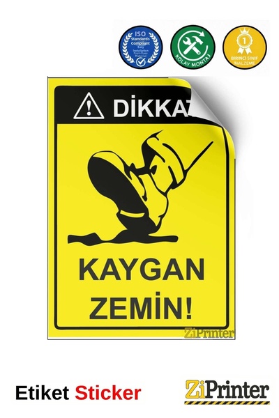 ZiPrinter انتبه! ملصق لافتة تحذيرية للأرضيات الملساء 35x50 سم