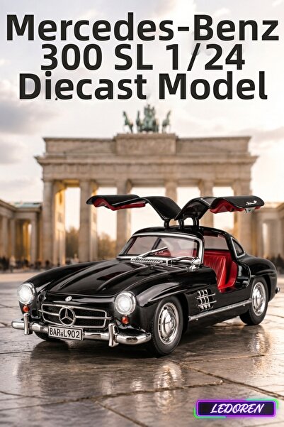 L'eDoren Black 1954 Mercedes-Benz 300Sl 1/24 Diecast Model Car Metal Classic ...