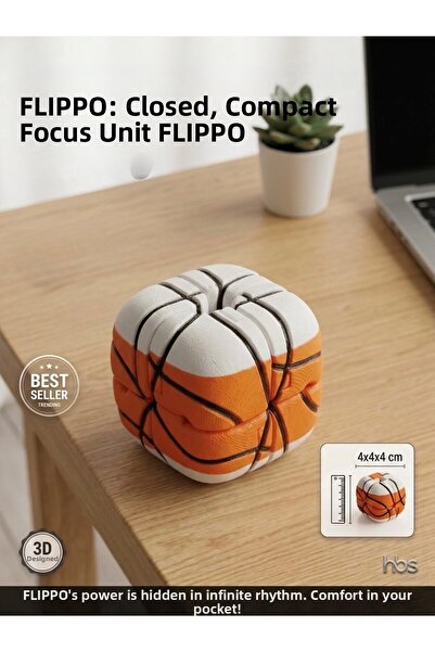 HBS Art Design لعبة كرة السلة FLIPPO لتخفيف التوتر - 4x4 سم لسطح المكتب