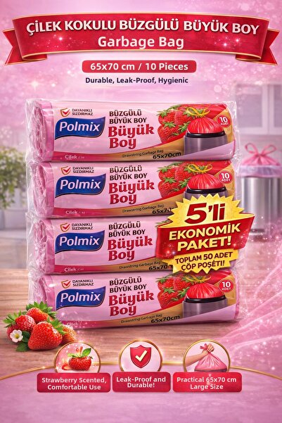 Generic Brand Polmix Strawberry Scented Drawstring Large Garbage Bag 65X70 cm...