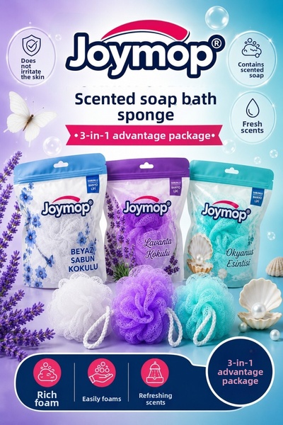 JOYMOP Scented Soap Bath Loofah Set of 3 – Lavender, White Soap and Ocean Bre...