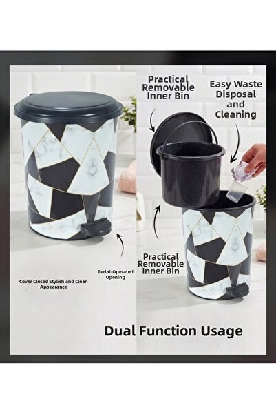 ÇEÇEN HOME (3 No 18 Litre) Pedal Trash Can with Inner Bucket, Push-Open Trash...