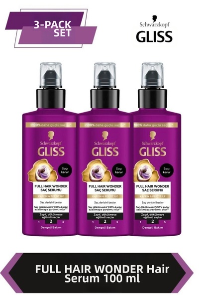 Gliss Full hair wonder anti-hair loss liquid hair care serum 100 ml x3 pieces...