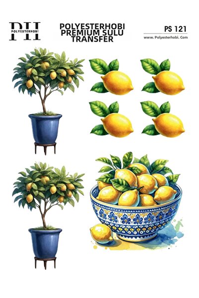 POLYESTERHOBİ طباعة سولو ترانسفير الممتازة 25×35 سم بنمط الليمون PS 121