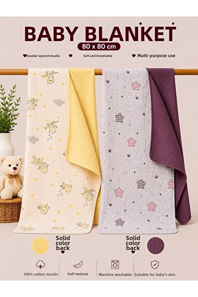 Zümra Baby Multi-Purpose Double-Sided Muslin Blanket & Blanket Set of 2 100% ...