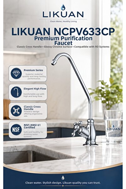LİKUAN hardware Ncpv633Cp Nsf Ansi 61 Certified Chrome Ro Water Purifier Fauc...