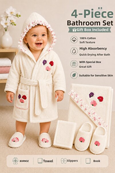 Sitilin Baby Girl Luxury Premium Lace Bathrobe Towel Set 100% Cotton Newborn ...