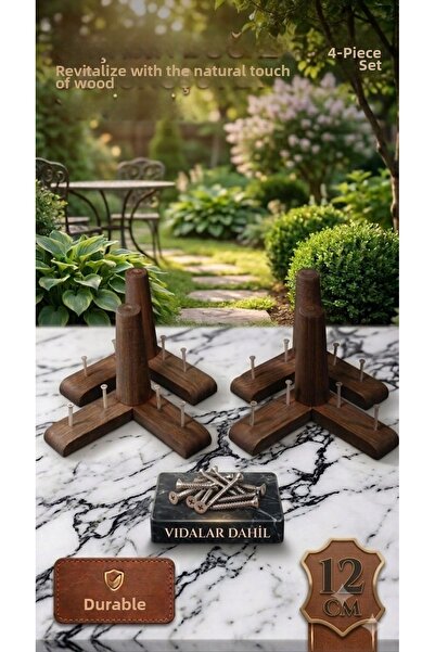 LEGORA WOOD DESİNG 12 cm Dark Walnut Hornbeam Wood Furniture Leg High Durable...