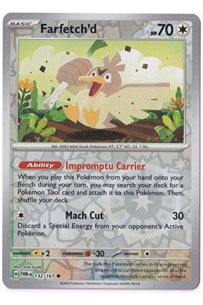 Pokemon Farfetch'D [Reverse Holo] 132/167 - Twilight Masquerade - Card (Mint)