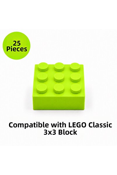 OyuncaklarÜlkesi Lego Compatible Classic 25 Pieces Neon Green Pistachio Green...