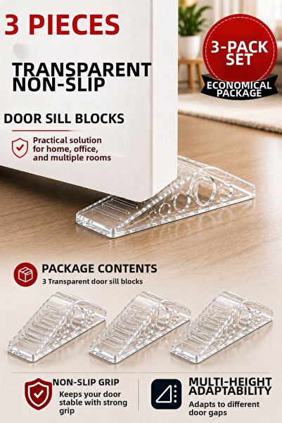 OpenCity 3 Pieces Transparent Silicone under Door Stopper Non-Slip Door Stopp...