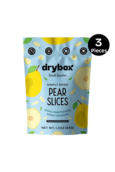 DRYBOX Natural Dried Pear Slices 34g 3-Pack – No Added Sugar, 100% Natural So...