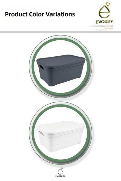 EVONİTA 2 Pieces 8.2 Lt Storage Box with Lid Organizer Closet Organizer Large Size Storage