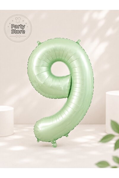 Parti Dükkanı 9 Number Foil Balloons 34 Inch 76 cm Retro Green |   Helium Com...